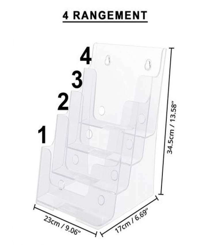 A4/4Etg PORTE BROCHURE , porte Publicitaire et Présentoir en plastique acrylic display 4
